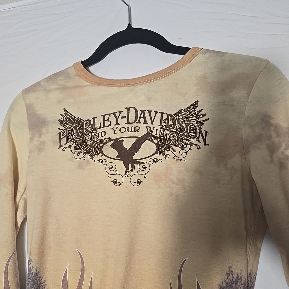 Harley-Davidson Beige Flame Graphic Shirt - Picture 2 of 10